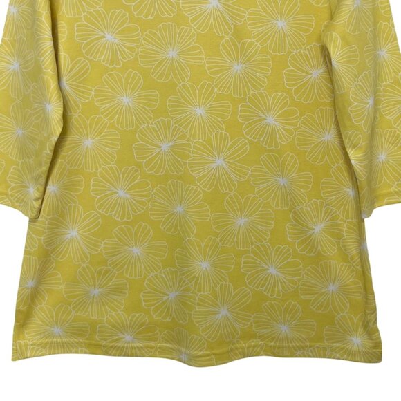 Blair 3/4 Sleeve Top Womens PS Petite Small Yellow New Floral Button Shoulder - Picture 4 of 7